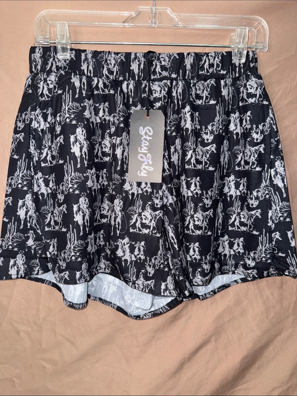 2 Fly Co. Black & White High-Waist Women's Shorts Small with Pockets